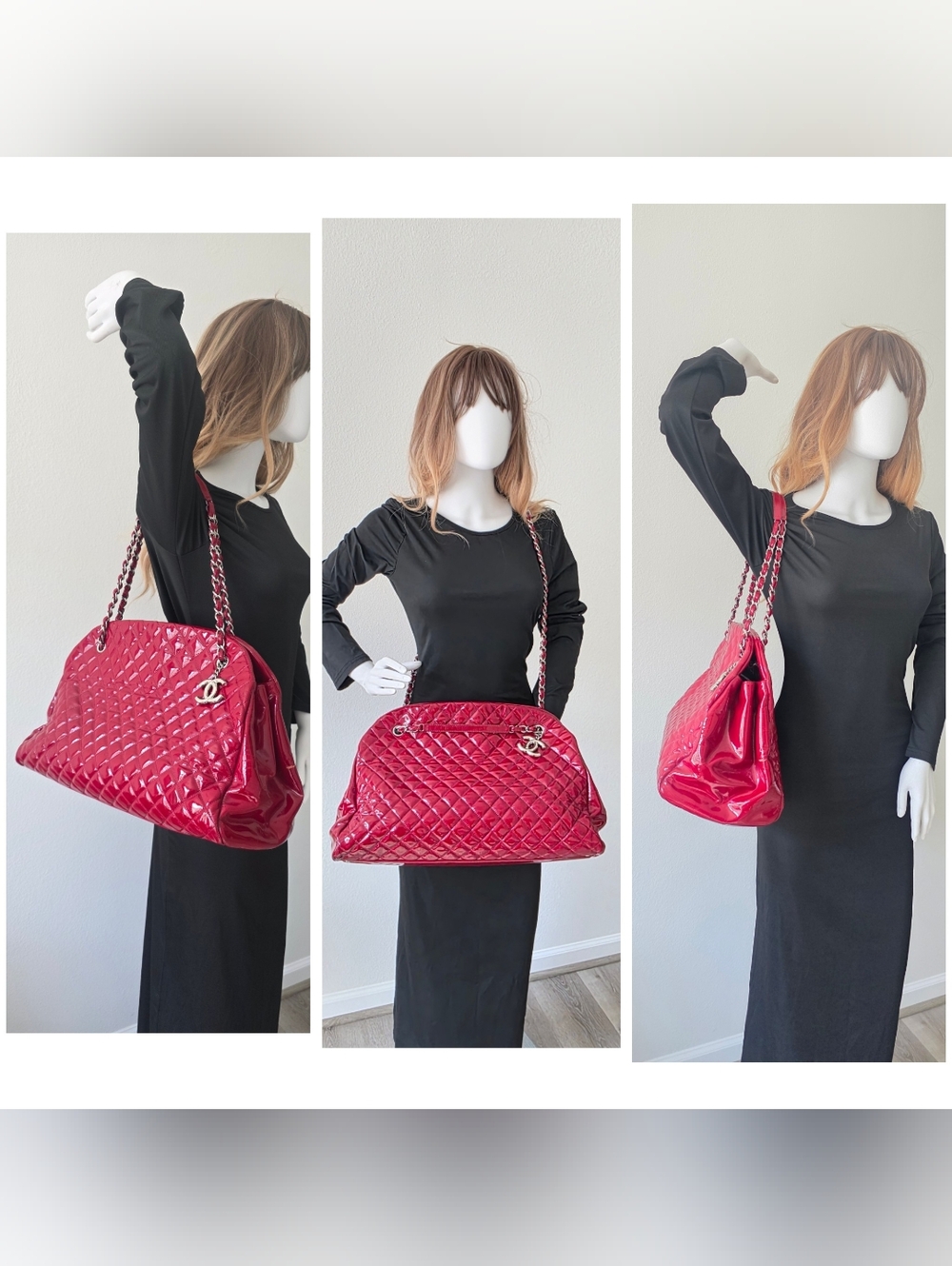 Auth Chanel Mademoiselle XXL Bowling Quilted Patent Leather Bag - Picture 4 of 15